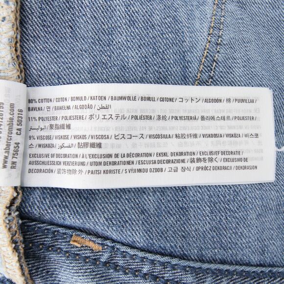 Abercrombie Fitch Jeans Blue Denim Distressed Ripped Boyfriend Mid Rise 0 25 - Picture 9 of 11